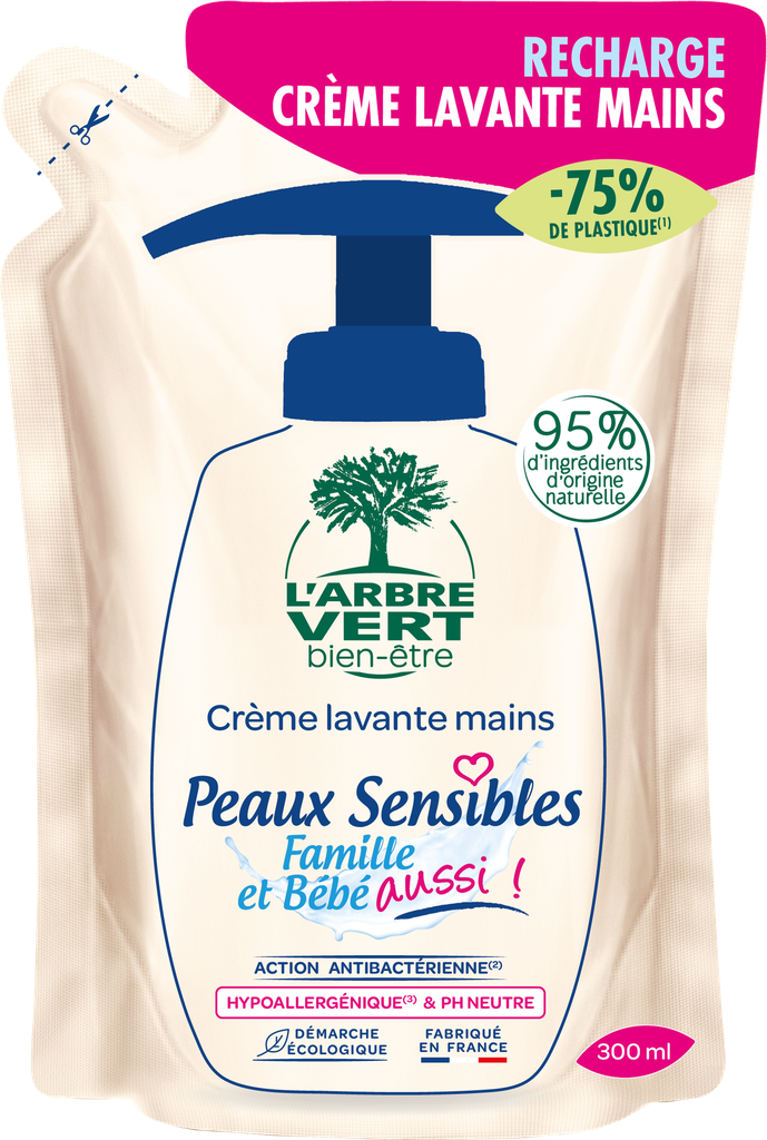 ​Recharge crème lavante main peaux sensibles 300 ml