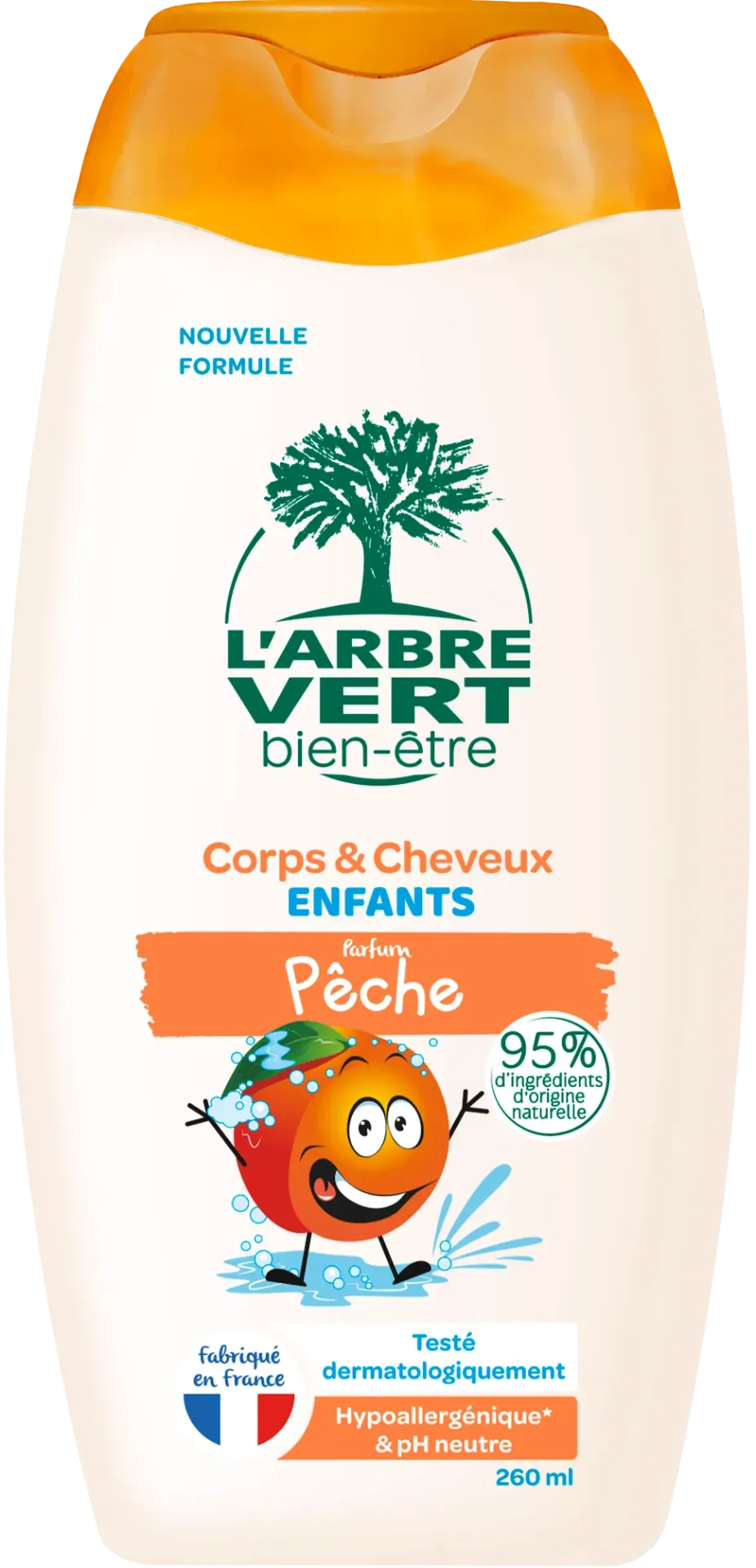 [AV400637] Corps & cheveux 2 en 1 (bain et douche) enfants aux extraits de Pêche 260ml
